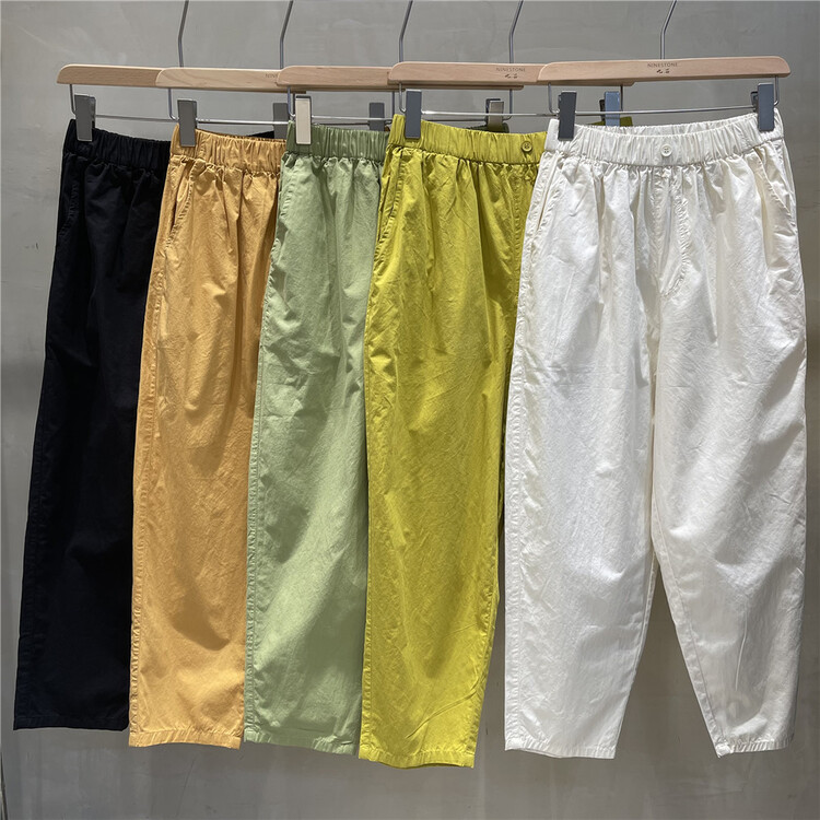 [fabric] elastic waist loose comfortable casual pants 862008# L
