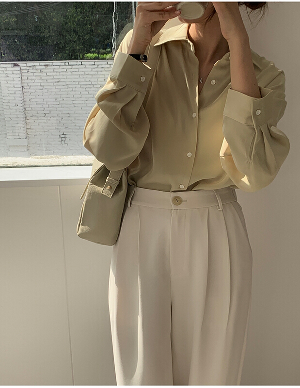 goods in stock! New year in early spring! [the mind] ins Korean style simple versatile shirt 60009a# XYJ