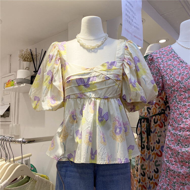 [amega] square neck printed baby shirt 6956# HBx