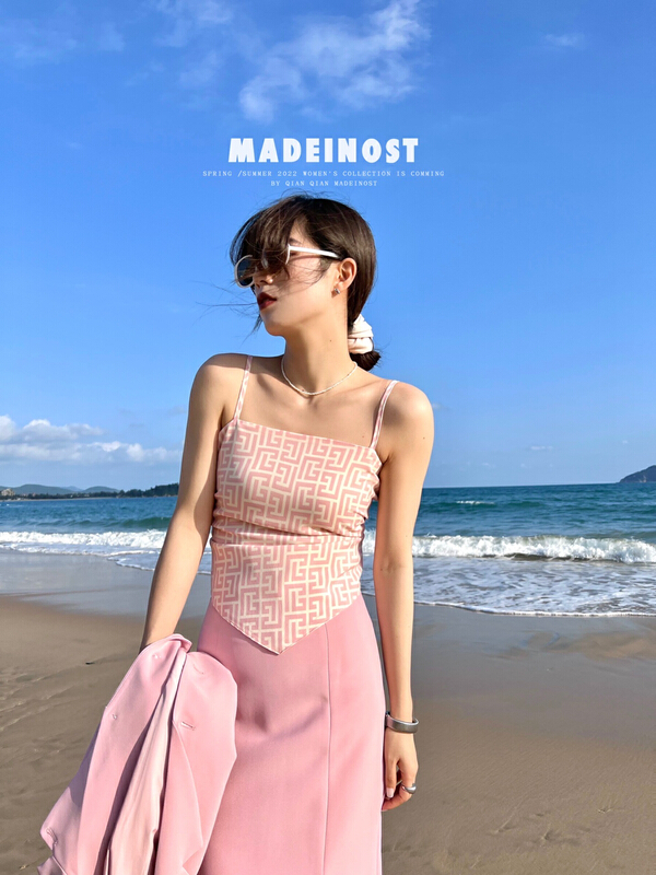 New year in early spring! [OSHA madeinost] vintage pattern one piece pure wind desire suspender vest 86081# ll