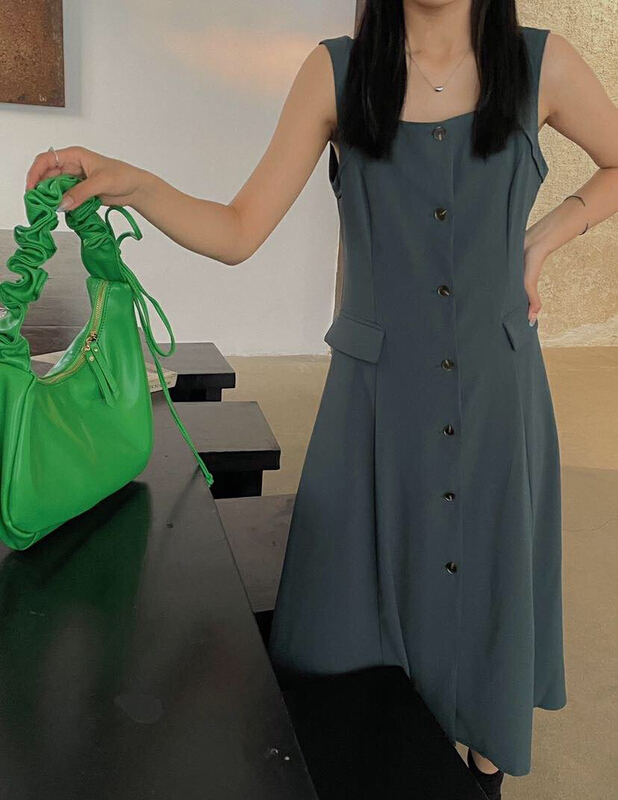 New year in early spring! [soul] single row placket button suspender dress bt16082211l# CLS
