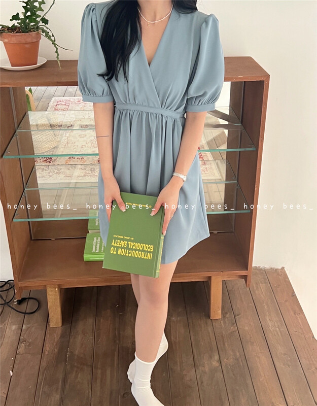 Original price 66.55! [honeybees] V-neck Pullover ladies dress ys1-8865# L