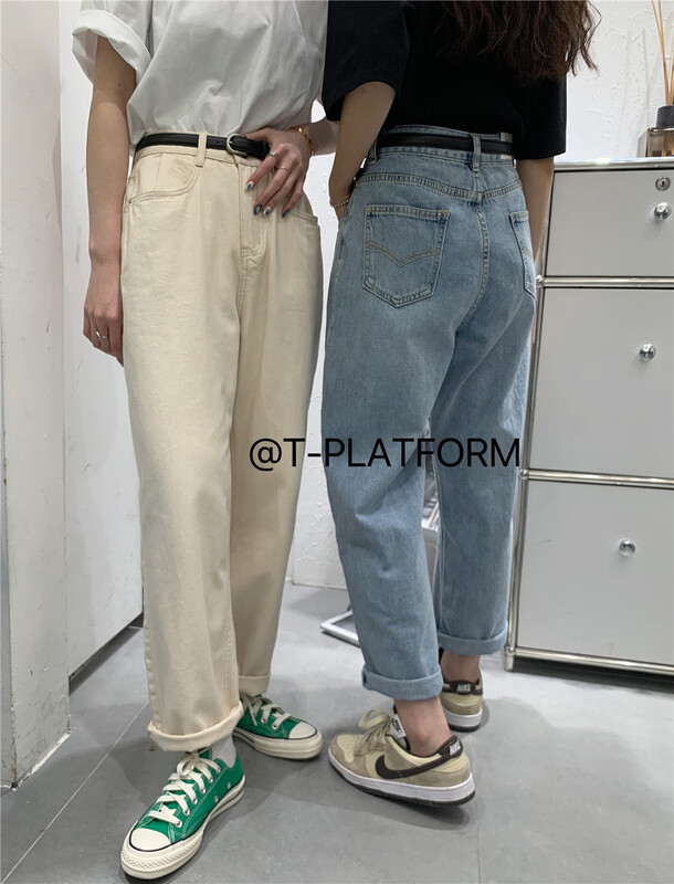 原價94.99! 【T-PLATFORM】韓系百搭淨色直筒牛仔褲(配腰帶)  8255#  ZXX