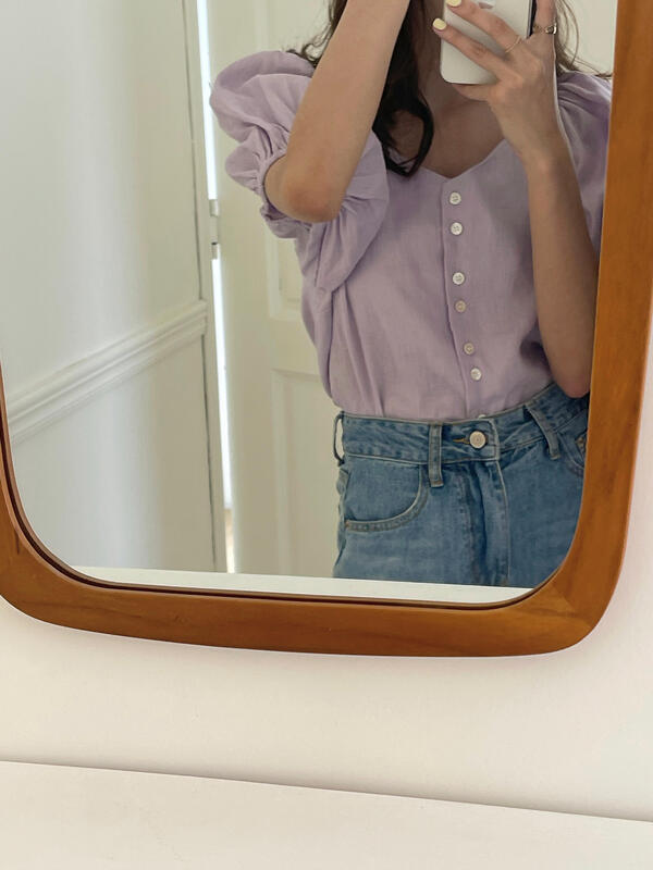 New in early summer! [ever true] bubble sleeve single breasted fashion shirt 21350# CLS