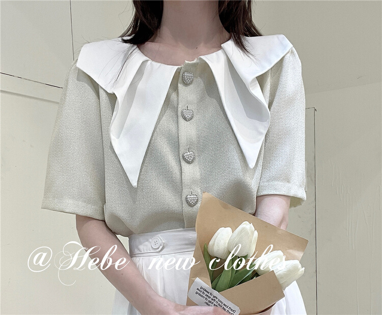 New in early summer! [Hebe] color blocking age reducing versatile shirt 625# XYJ
