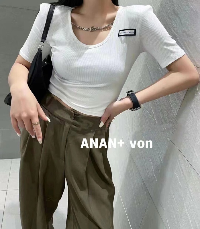 New in early summer! [Anan +] Korean chain versatile Pullover short sleeve T-shirt 2068# WTT
