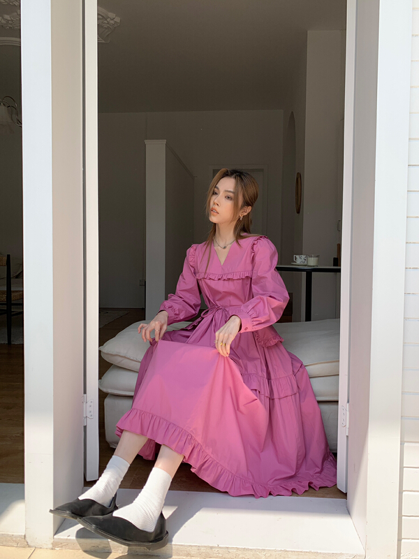 goods in stock! New year in early spring! [m.five soul] Korean loose sweet long dress (detachable collar) 11172# CLS