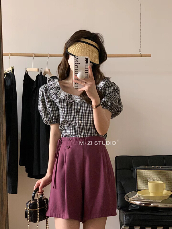 New in early summer! [m.zi studio] Korean fashion plaid shirt 5601# HBx