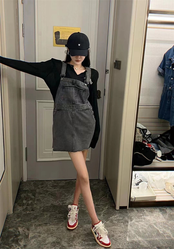[goblin] Korean version of INS style hot girl cowboy short suspender skirt 9580# lwy