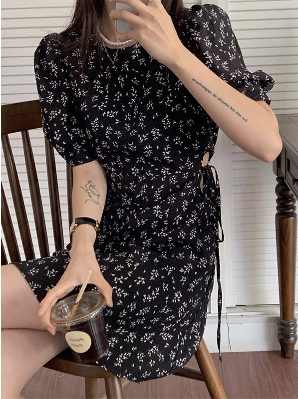 [Zoe Zoe] floral waist strap dress cc666# L