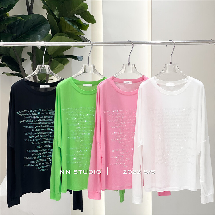 [NN] Korean alphabet hot drill versatile sunscreen shirt 8593# XYY