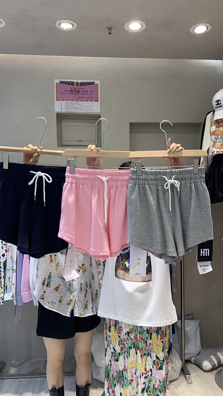 New in early summer! [hm.makai] elastic waist high waist simple casual shorts 930# ozq