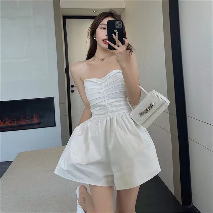 [top] temperament: solid color Strapless Jumpsuit a1081# ZSY