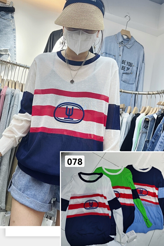 [left embroidery] Korean version Quzhu ice silk versatile sunscreen shirt 078# L