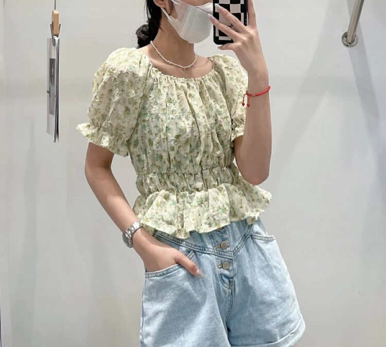 Original price 51.88! New in early summer! [I-D] Korean versatile gentle blouse 865# L
