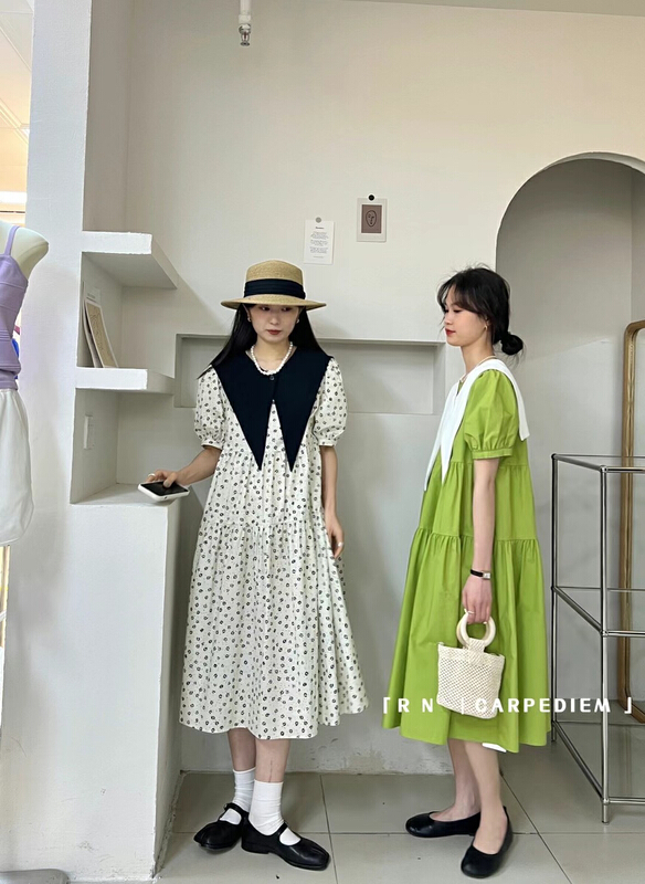 goods in stock! New in early summer! [R n] Korean doll neck sweet lady floral dress 808# ll