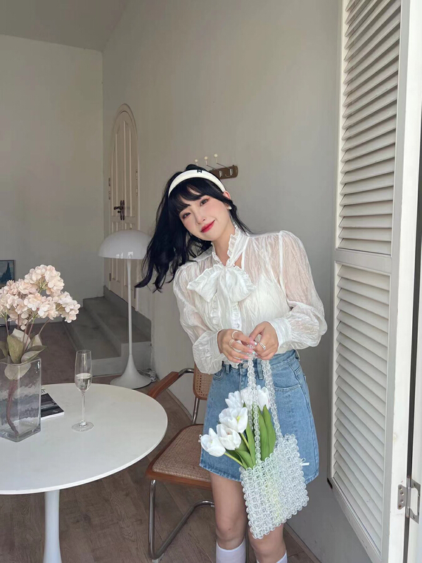 New year in early spring! [CXI] temperament bow lace shirt a9031# WPL