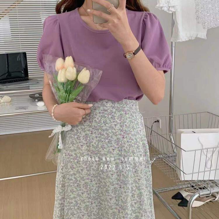 New in early summer! [Duomi] bubble sleeve fashion versatile short sleeve T-shirt 8229# zxl