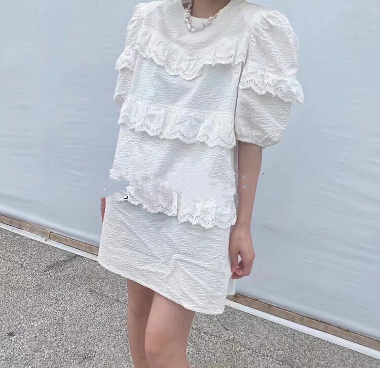 [MI] heavy industry lace splicing dress 9541# PCZ