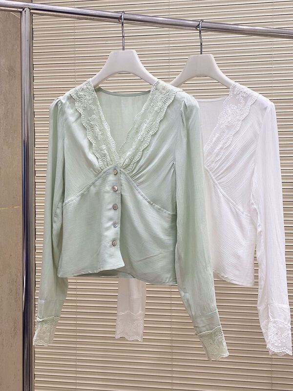 New year in early spring! [believe] soft line lace stitching blouse (only selling blouses) wq5141# cqw
