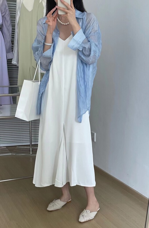 [sunshine] Korean solid color suspender dress (with belt) (excluding external matching) 9507# cqw