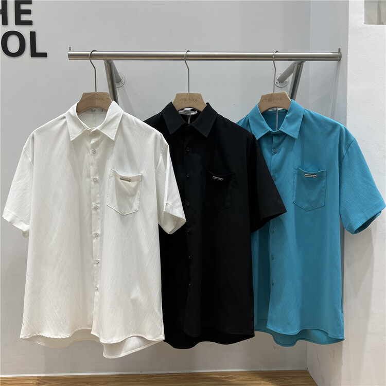 goods in stock! New in early summer! [the pool] Korean comfortable single Pocket Shirt 2236# ZZL