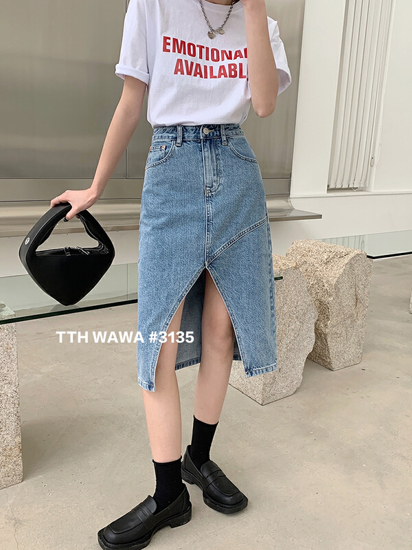 Original price 88.99! New year in early spring! [Wawa] Korean fashion slit skirt 03135# CJJ
