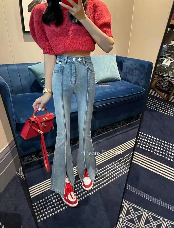 [Dido] slim fit micro horn split jeans 1605# hjy