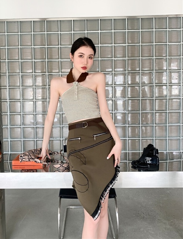 [AC] Western style irregular diagonal tassel skirt 6926# JJ