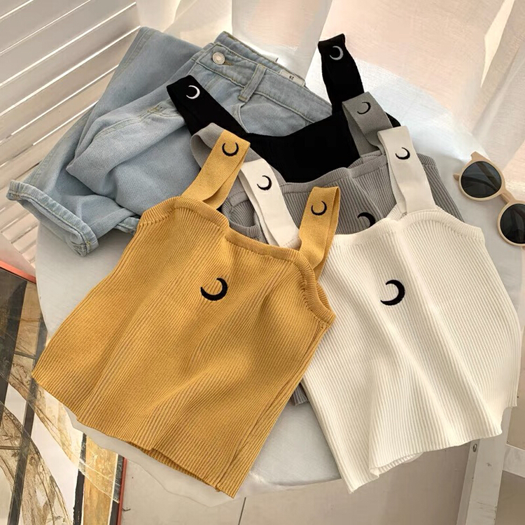 New year in early spring! [blue show] little fresh embroidery moon knitted vest 712# LSW