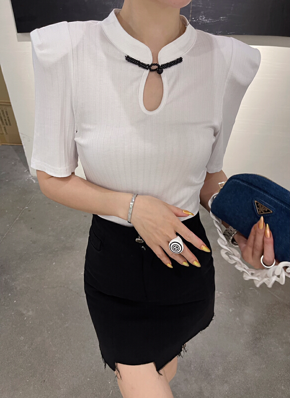 [yixuanru] solid color simple and versatile shirt 9286# ozq