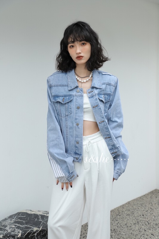 New year in early spring! [S & she] Korean fashion double pocket denim jacket 1052a# hyy