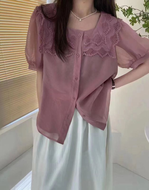 [I-D] Korean version square neck temperament shirt ys8157# ll