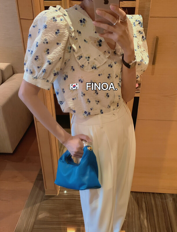 現貨!初夏上新！【FINOA】韓版休閒碎花短袖小衫  10370#  CLS