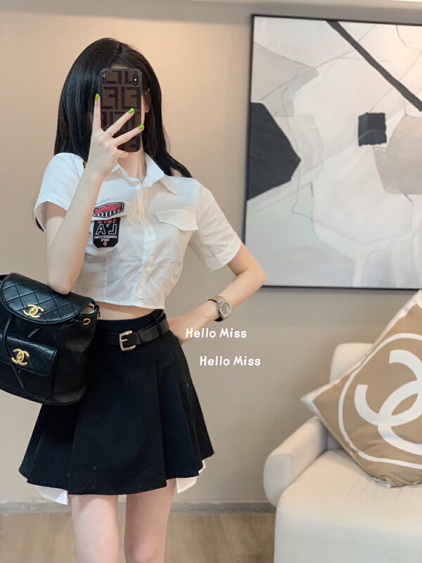 [Hello Miss] Korean fashion badge shirt 6309# PCZ