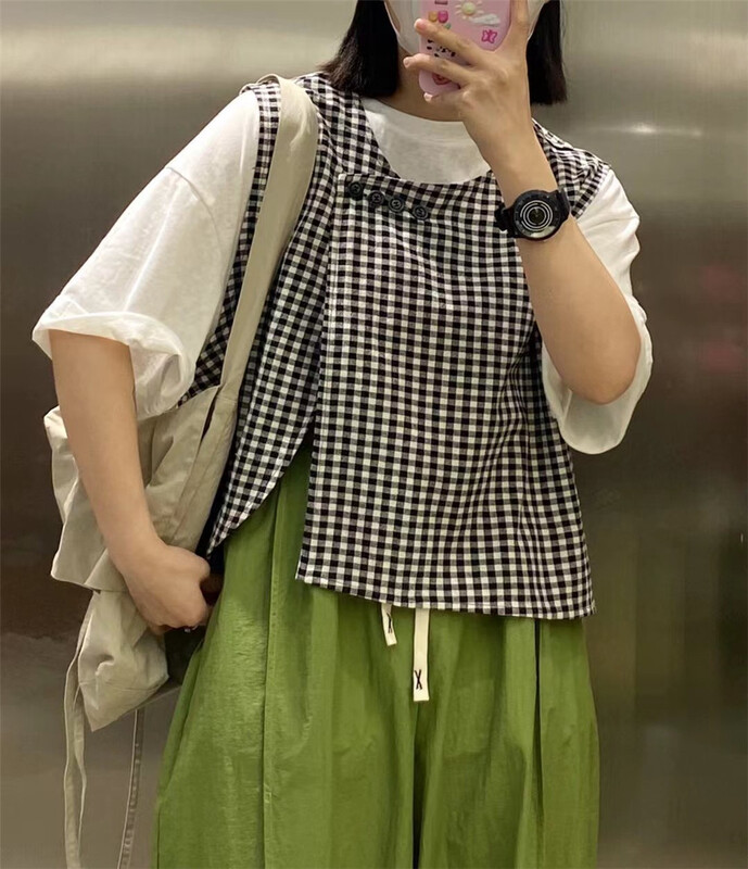 [we home] Plaid fashion Korean vest 2549# L