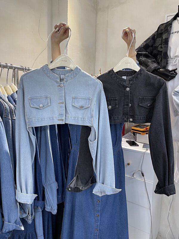 Early spring! [Dandan] Korean round neck denim jacket 6708# LSW
