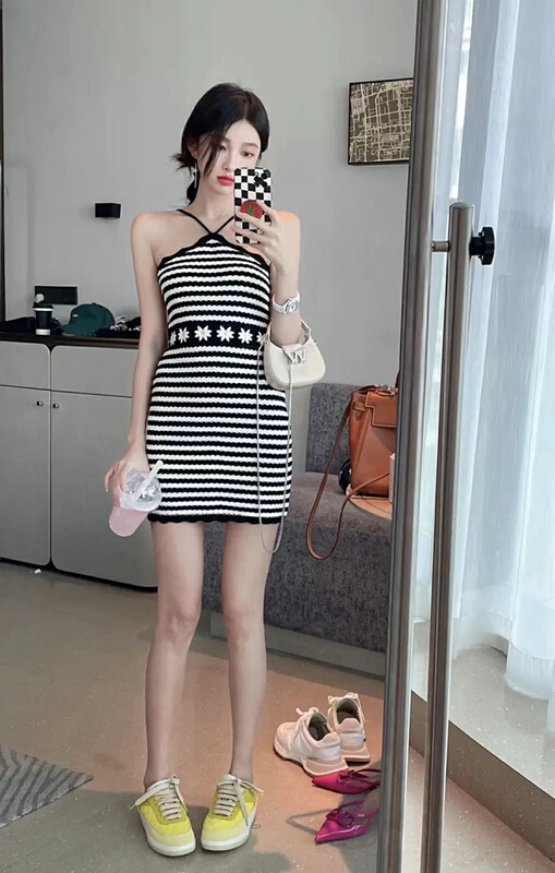 [mix mix] daisy color contrast suspender dress 9900# ozq