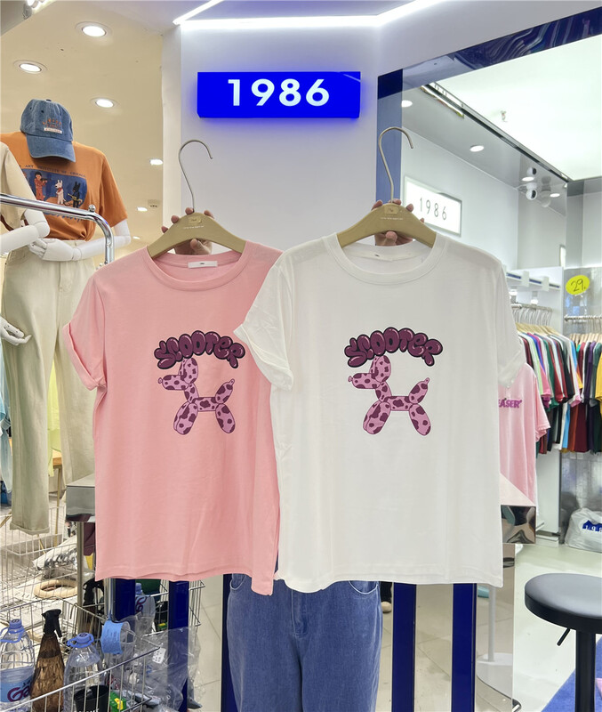 [1986] crew neck print versatile short sleeve T-shirt f1400# LSL