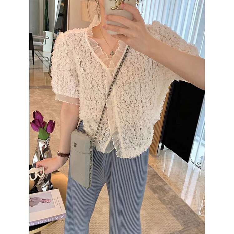 [L.L studio] V-neck versatile lace blouse 77128# PCZ