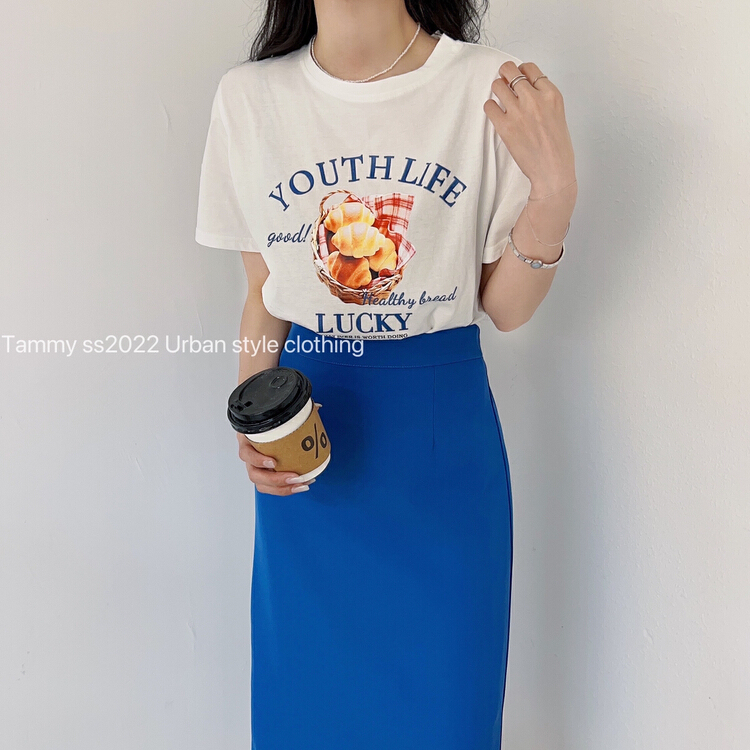 [Tammy] round neck versatile Casual Short Sleeve T-shirt 63013# L