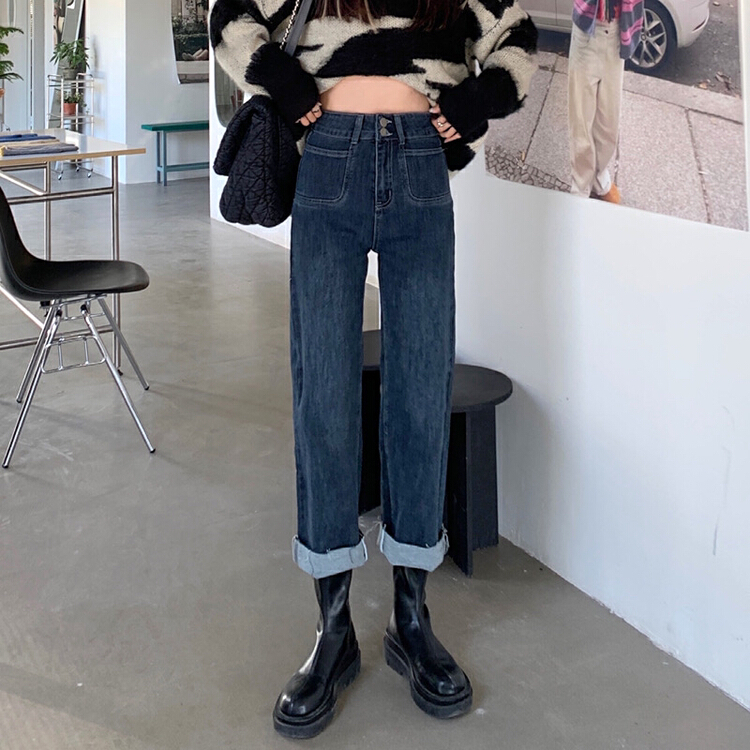 New year in early spring! [timely rain] loose high waist, slim design, Vintage Straight Jeans n0218# YYW
