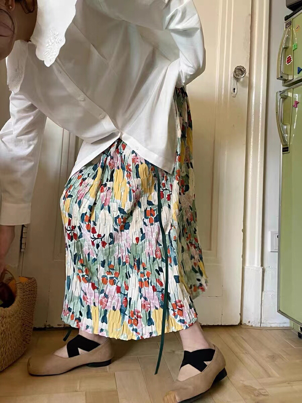 New in early summer! [YJ. Simple] fashion retro floral skirt 3010# ozq