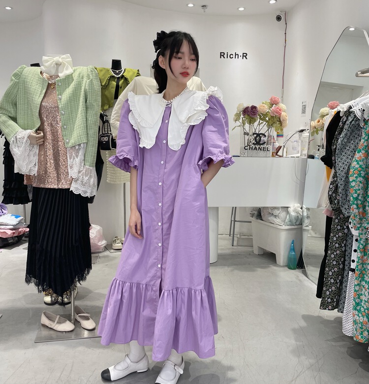 New year in early spring! [rich] sweet temperament color matching large lapel dress 9137# zyh