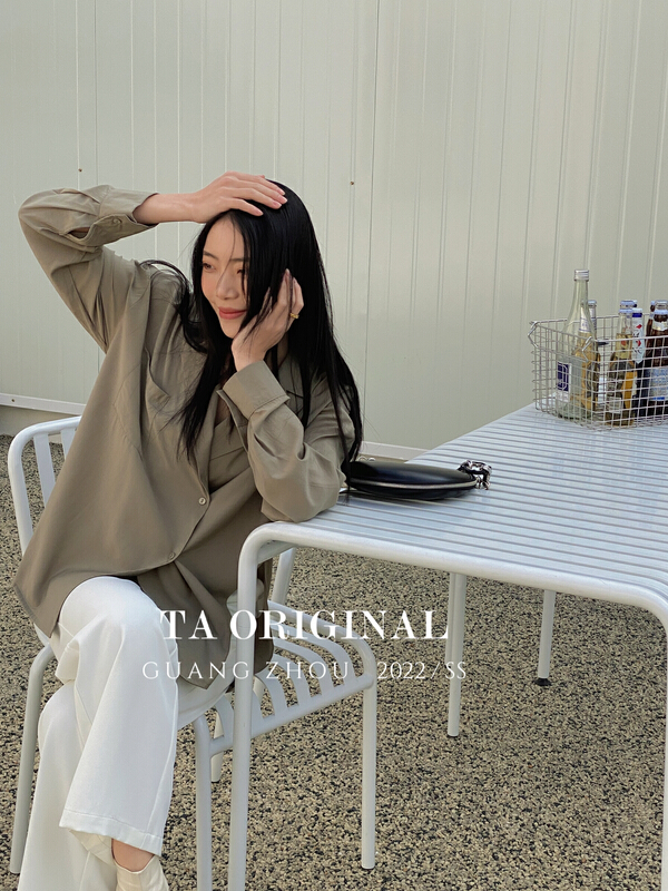 New year in early spring! [TA] side button solid versatile shirt 5209# L