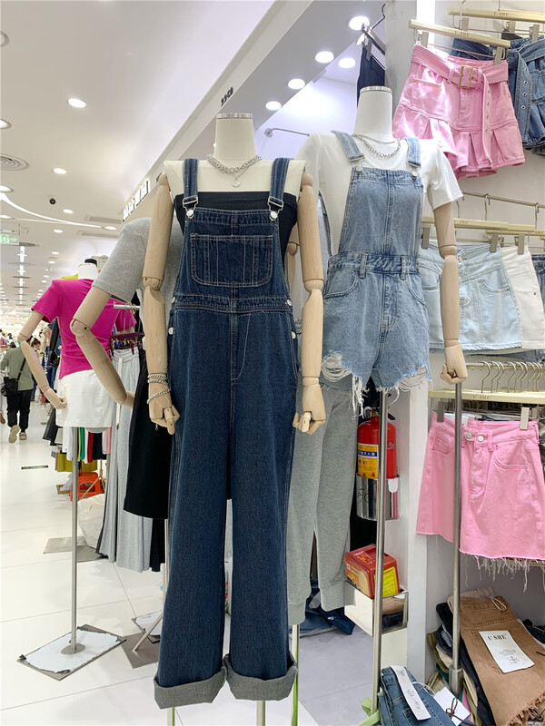 [u.she] Korean casual straight tube denim suspenders 3a010# cqw