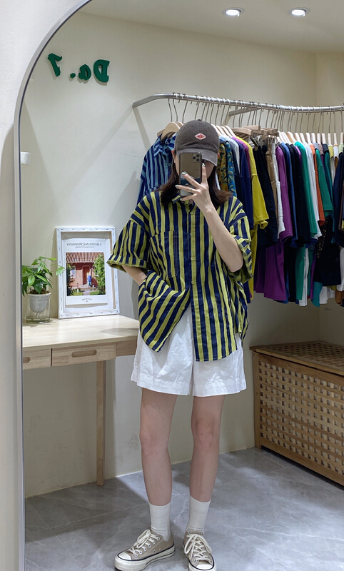 [da. 7] Korean casual vertical stripe loose shirt 2612-# LSL