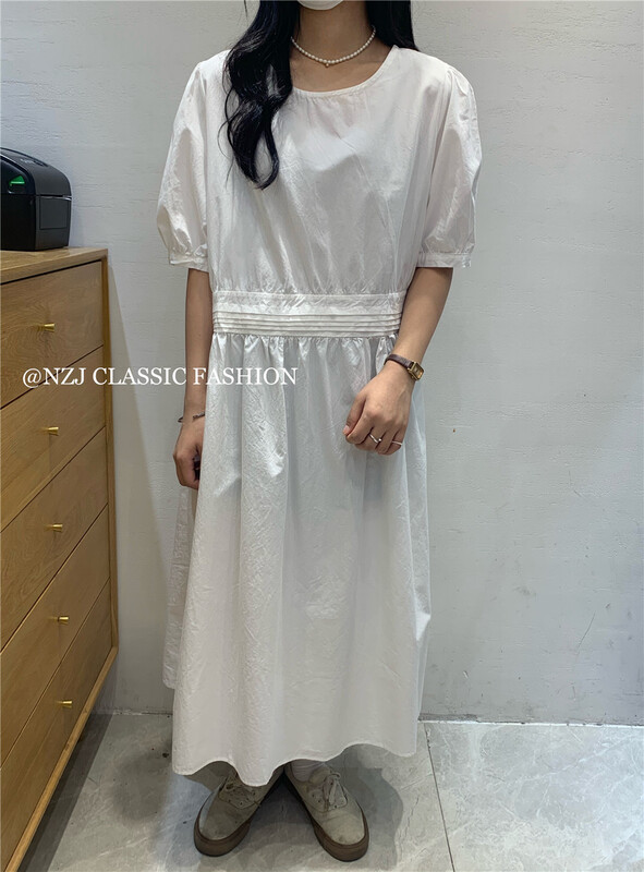 [NZJ] round neck pleated lady dress 830098# L