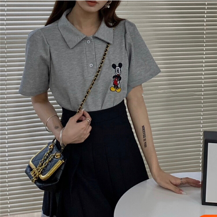 [Moco Moco - xiaoa family] simple and versatile Mickey pattern short sleeves + Korean slim pleated skirt set 815# PCZ