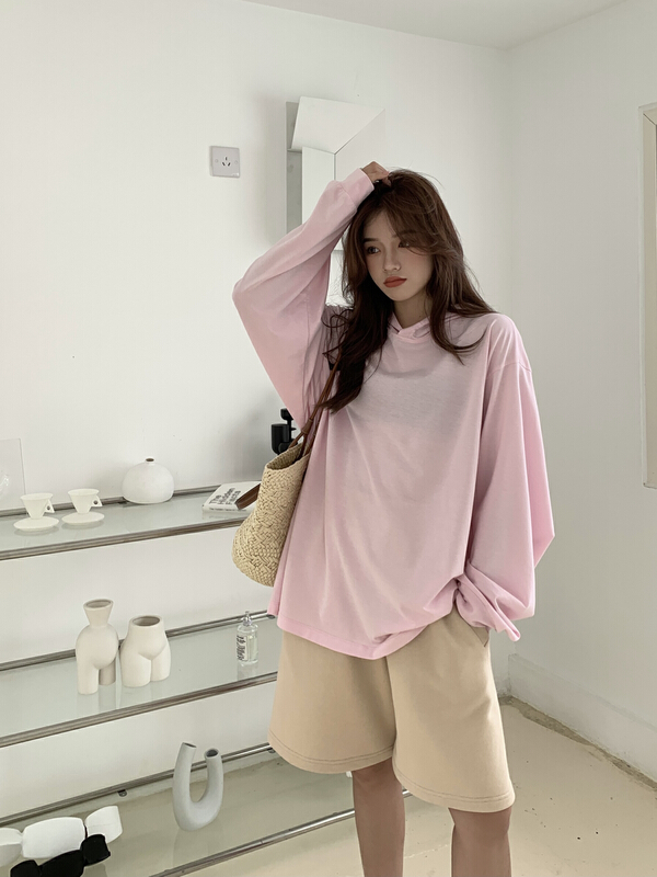 New in early summer! [11An] clean color hooded sunscreen sweater a6386# LSL